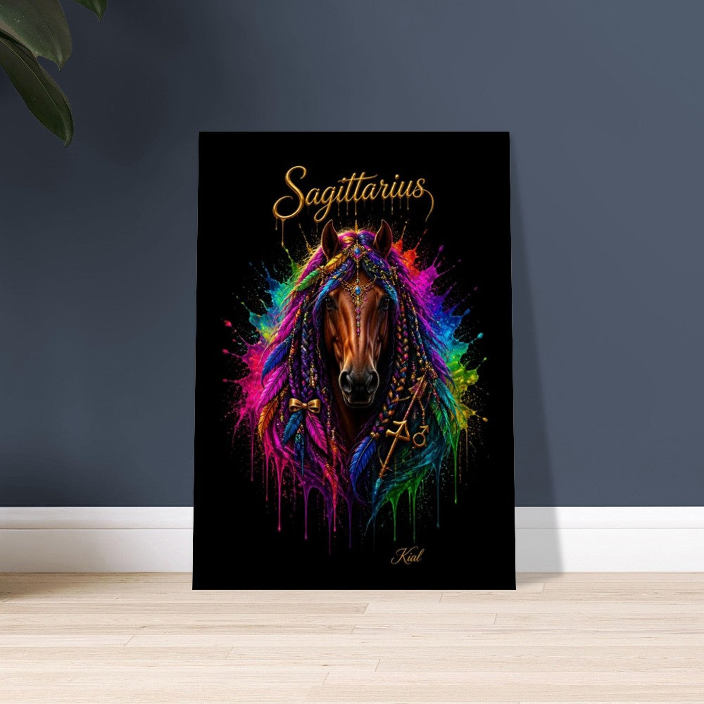 Sagittarius Neon Zodiac Horse Poster, Colorful Wall Art, Zodiac Gift for Him, Danish Art Studio