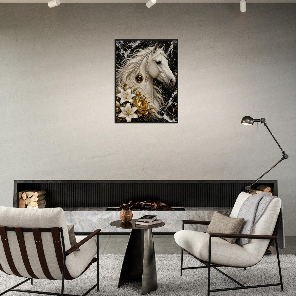 Sagittarius Zodiac Horse Poster, Gold Wall Art, Zodiac Gift for Him, Danish Art Studio