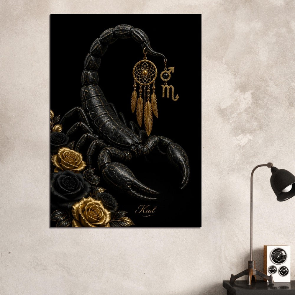 Scorpio Zodiac Scorpion Poster, Gold Wall Art, Zodiac Gift for Him, Danish Art Studio