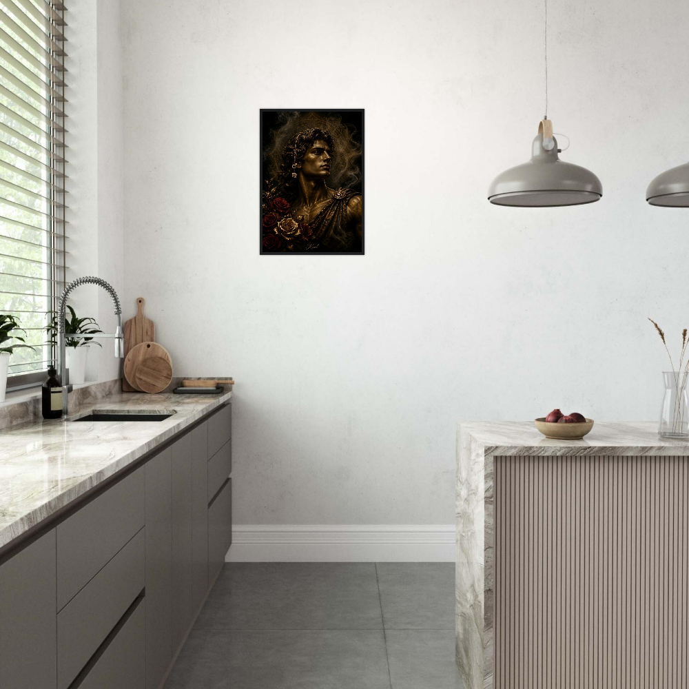Virgo Zodiac Maiden Poster, Gold Wall Art, Astrology Canvas, Maiden Portrait, Zodiac Gift for Him, Danish Art Studio