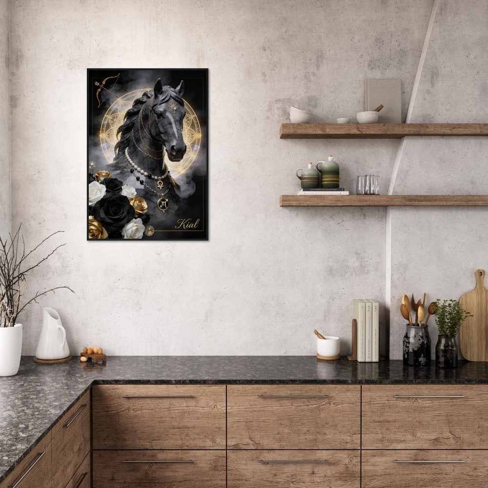 Sagittarius Zodiac Horse Poster, Gold Wall Art, Zodiac Gift for Her, Danish Art Studio