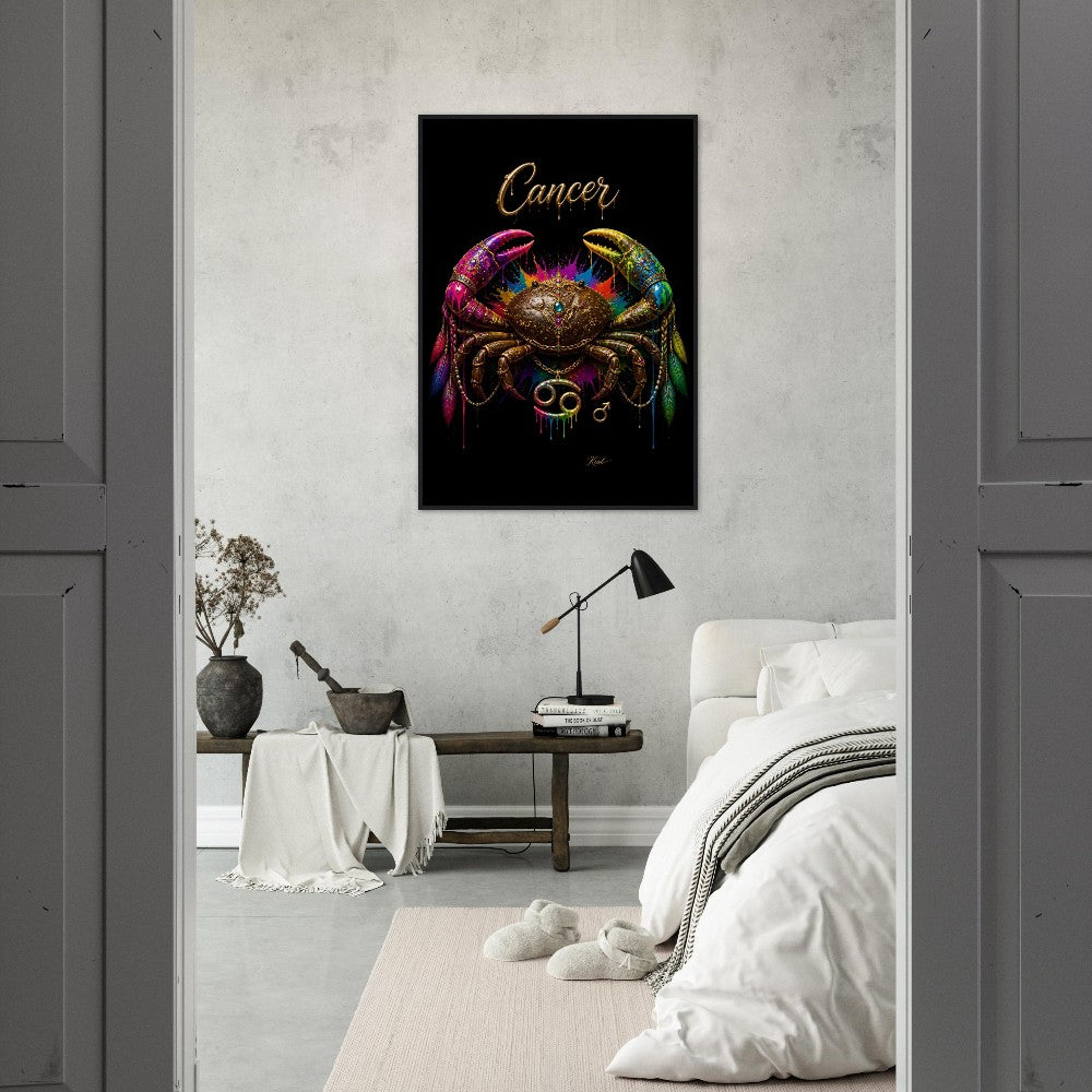 Krebs Neon Sternzeichen Krabben Poster, Bunte Wandkunst, Künstlerische Astrologie Leinwand, Sternzeichen Geschenk für Ihn, Danish Art Studio