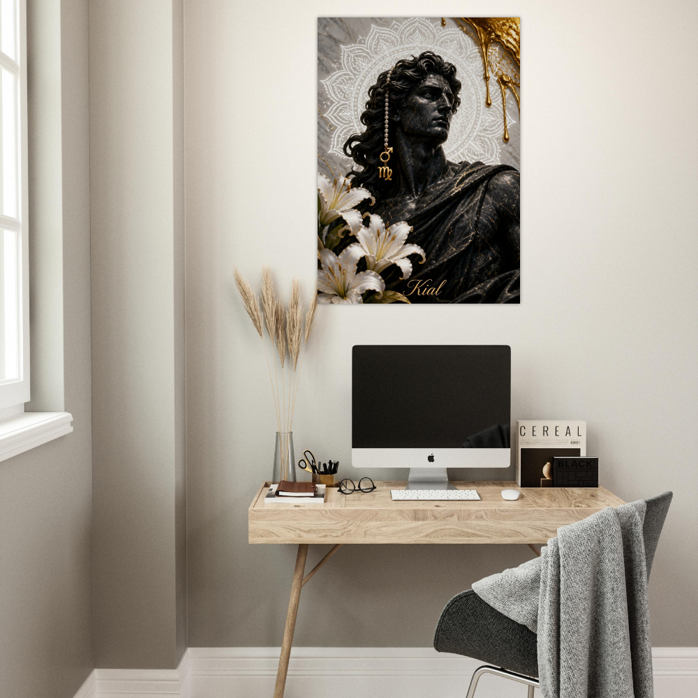 Virgo Zodiac Maiden Poster, Gold Wall Art, Astrology Canvas, Maiden Portrait, Zodiac Gift for Him, Danish Art Studio