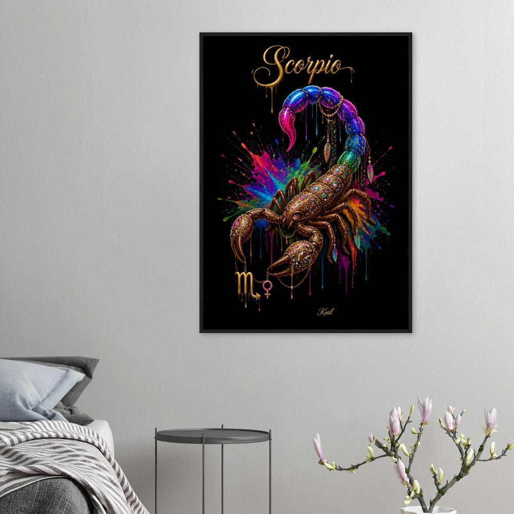 Scorpio Neon Zodiac Scorpion Poster, Colorful Wall Art, Zodiac Gift for Her, Danish Art Studio