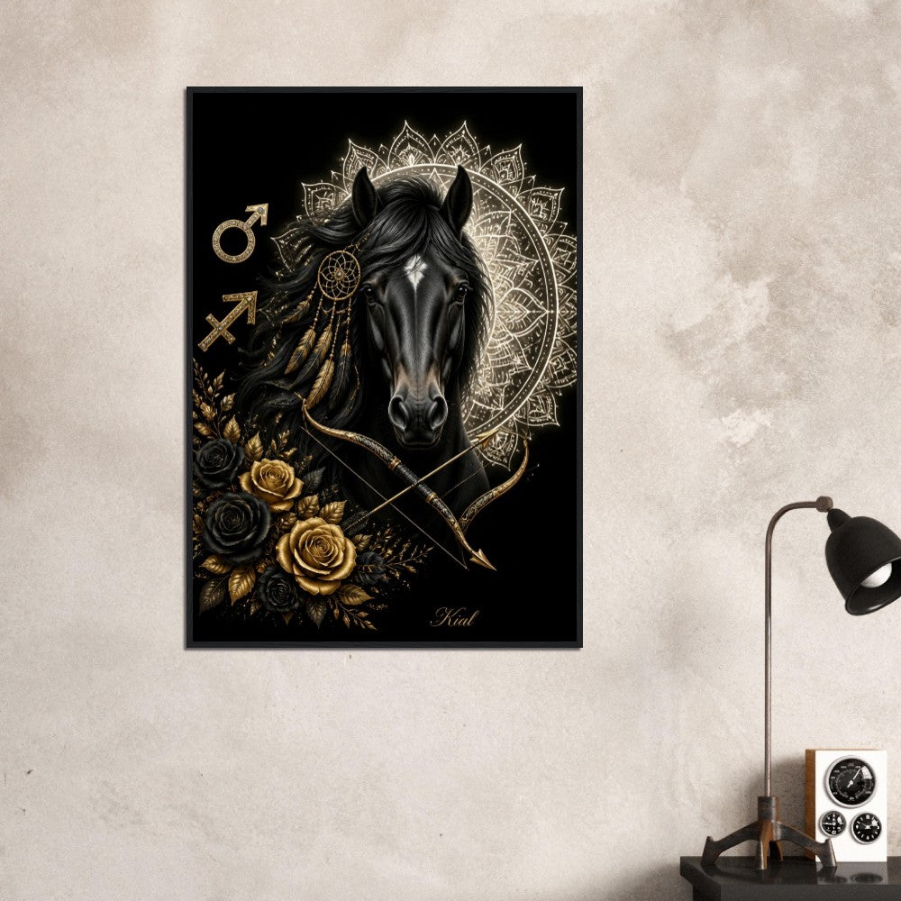 Sagittarius Zodiac Horse Poster, Gold Wall Art, Zodiac Gift for Him, Danish Art Studio