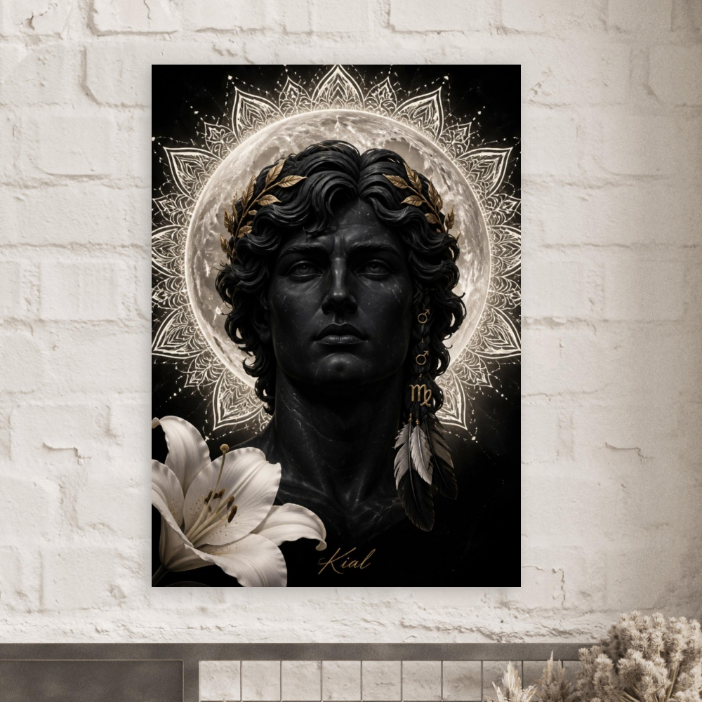 Virgo Zodiac Maiden Poster, Gold Wall Art, Astrology Canvas, Maiden Portrait, Zodiac Gift for Him, Danish Art Studio