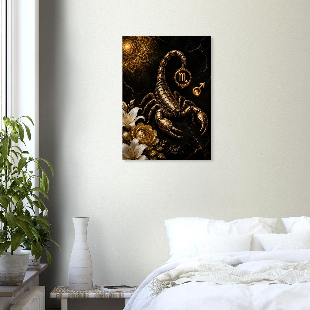 Scorpio Zodiac Scorpion Poster, Gold Wall Art, Zodiac Gift for Him, Danish Art Studio