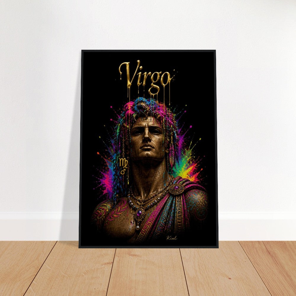 Virgo Neon Zodiac Maiden Poster, Colorful Wall Art, Artistic Astrology Canvas, Zodiac Gift for Him, Danish Art Studio