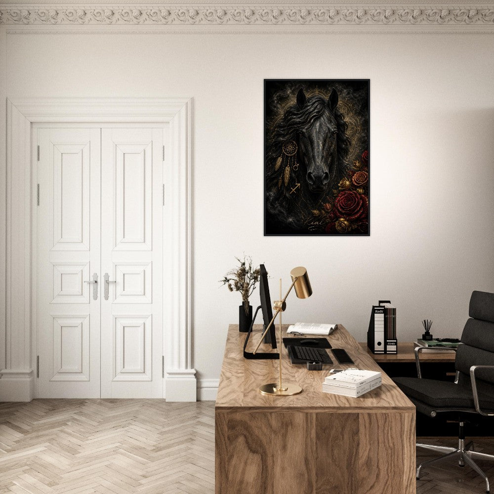 Sagittarius Zodiac Horse Poster, Gold Wall Art, Zodiac Gift for Him, Danish Art Studio