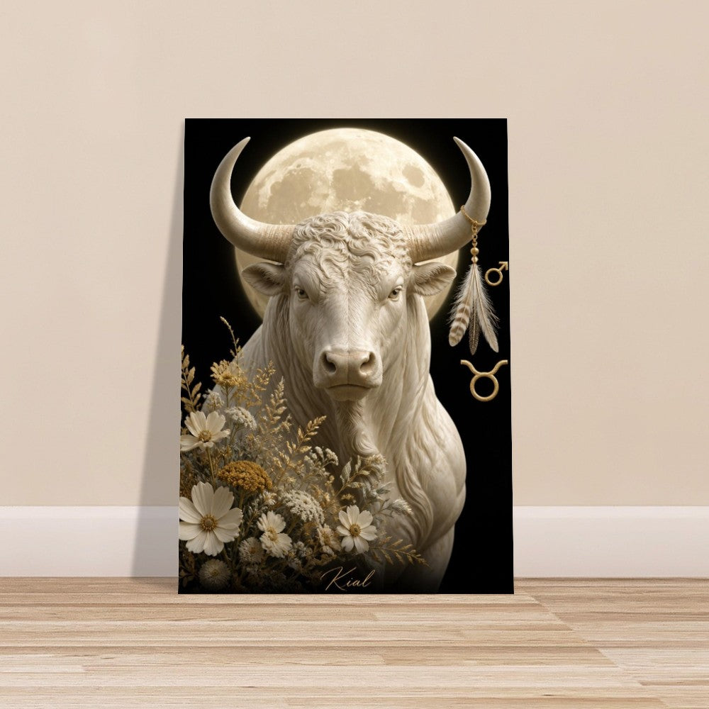 Taurus Zodiac Bull Poster, Gold Wall Art, Astrology Canvas, Bull Portrait, Zodiac Gift for Him, Danish Art Studio