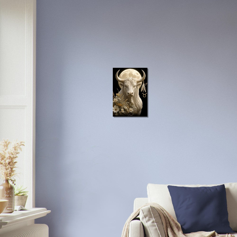 Taurus Zodiac Bull Poster, Gold Wall Art, Astrology Canvas, Bull Portrait, Zodiac Gift for Him, Danish Art Studio