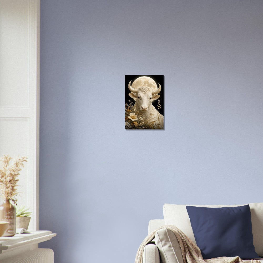 Taurus Zodiac Bull Poster, Gold Wall Art, Astrology Canvas, Bull Portrait, Zodiac Gift for Her, Danish Art Studio