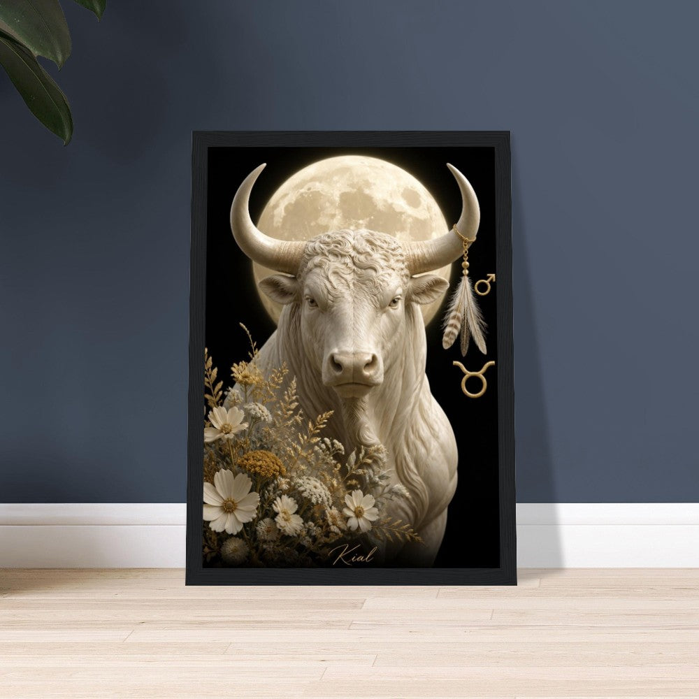 Taurus Zodiac Bull Poster, Gold Wall Art, Astrology Canvas, Bull Portrait, Zodiac Gift for Him, Danish Art Studio