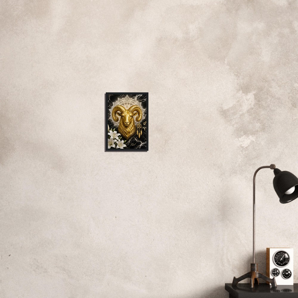 Aries Zodiac Ram Poster, Gold Wall Art, Astrology Canvas, Ram Portrait, Zodiac Gift for Him, Danish Art Studio