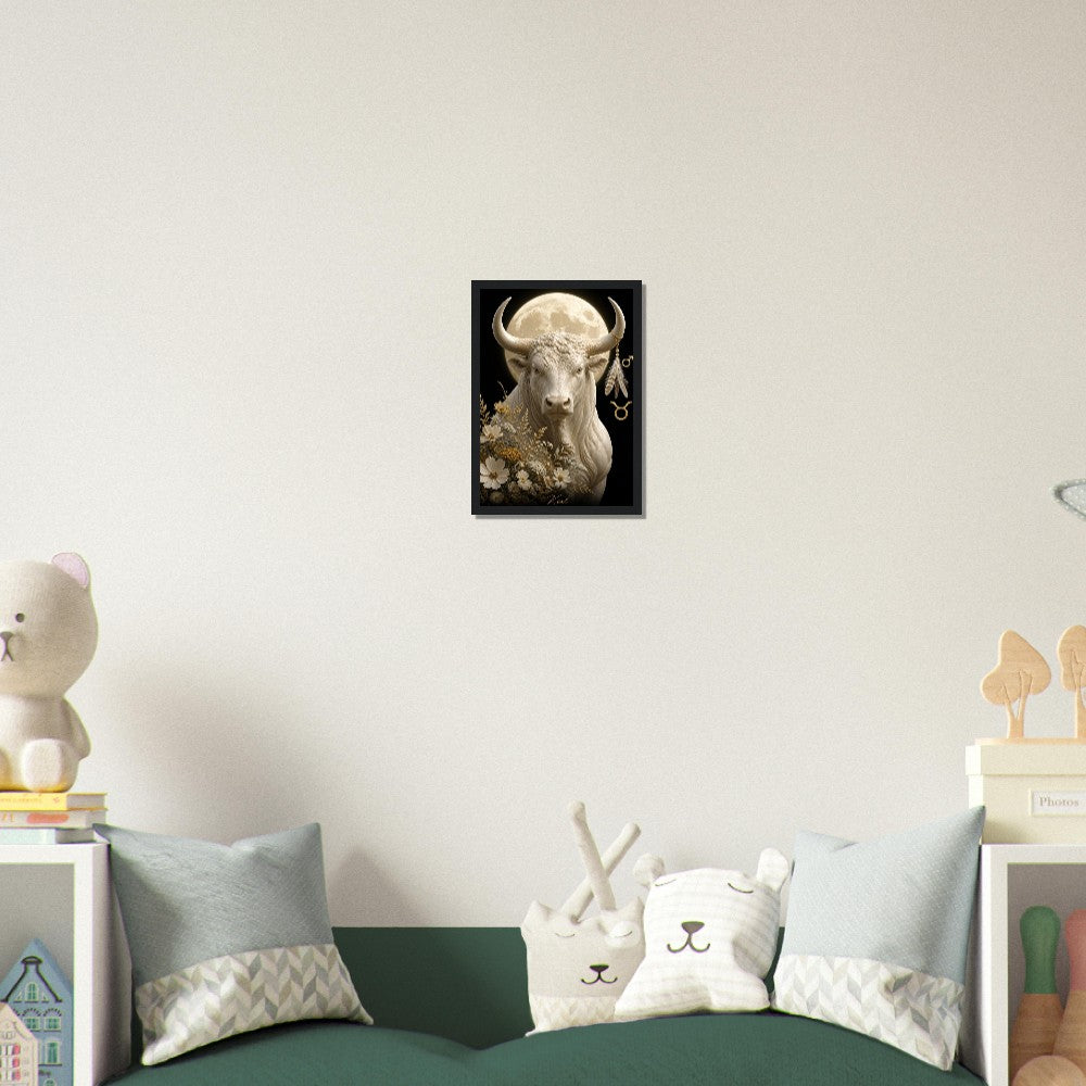 Taurus Zodiac Bull Poster, Gold Wall Art, Astrology Canvas, Bull Portrait, Zodiac Gift for Him, Danish Art Studio