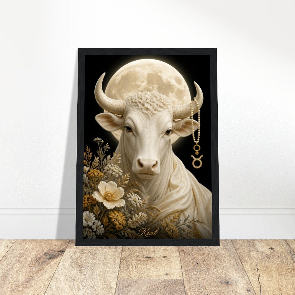 Taurus Zodiac Bull Poster, Gold Wall Art, Astrology Canvas, Bull Portrait, Zodiac Gift for Her, Danish Art Studio