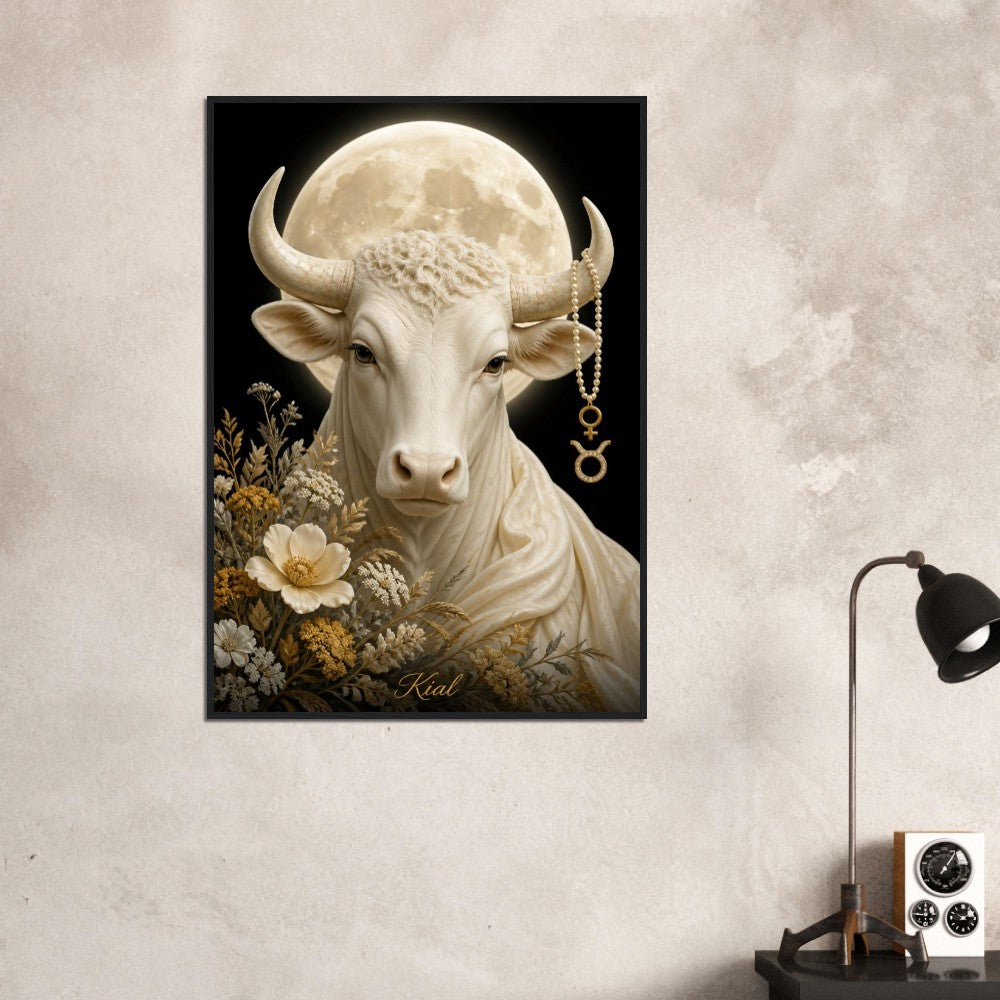 Taurus Zodiac Bull Poster, Gold Wall Art, Astrology Canvas, Bull Portrait, Zodiac Gift for Her, Danish Art Studio