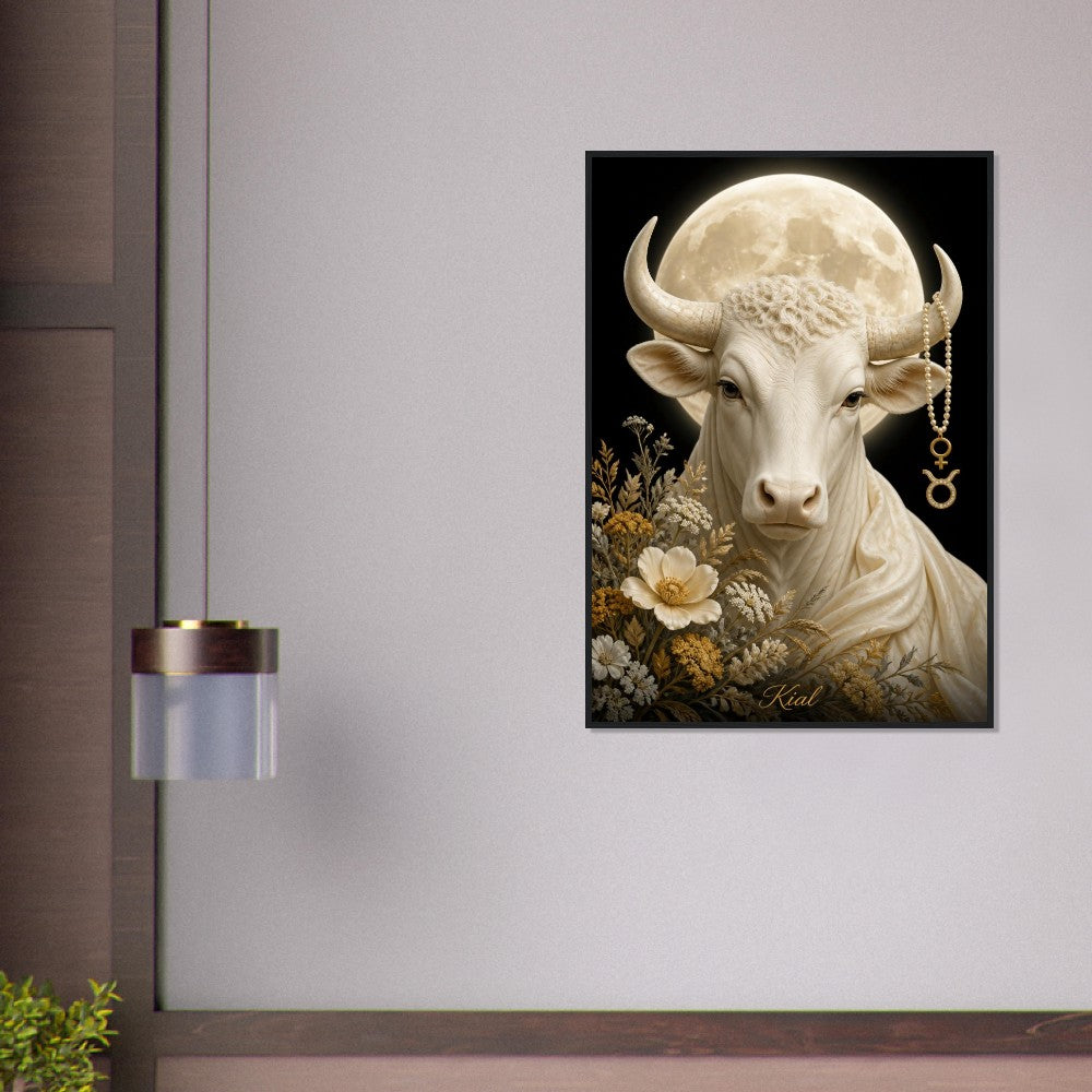 Taurus Zodiac Bull Poster, Gold Wall Art, Astrology Canvas, Bull Portrait, Zodiac Gift for Her, Danish Art Studio