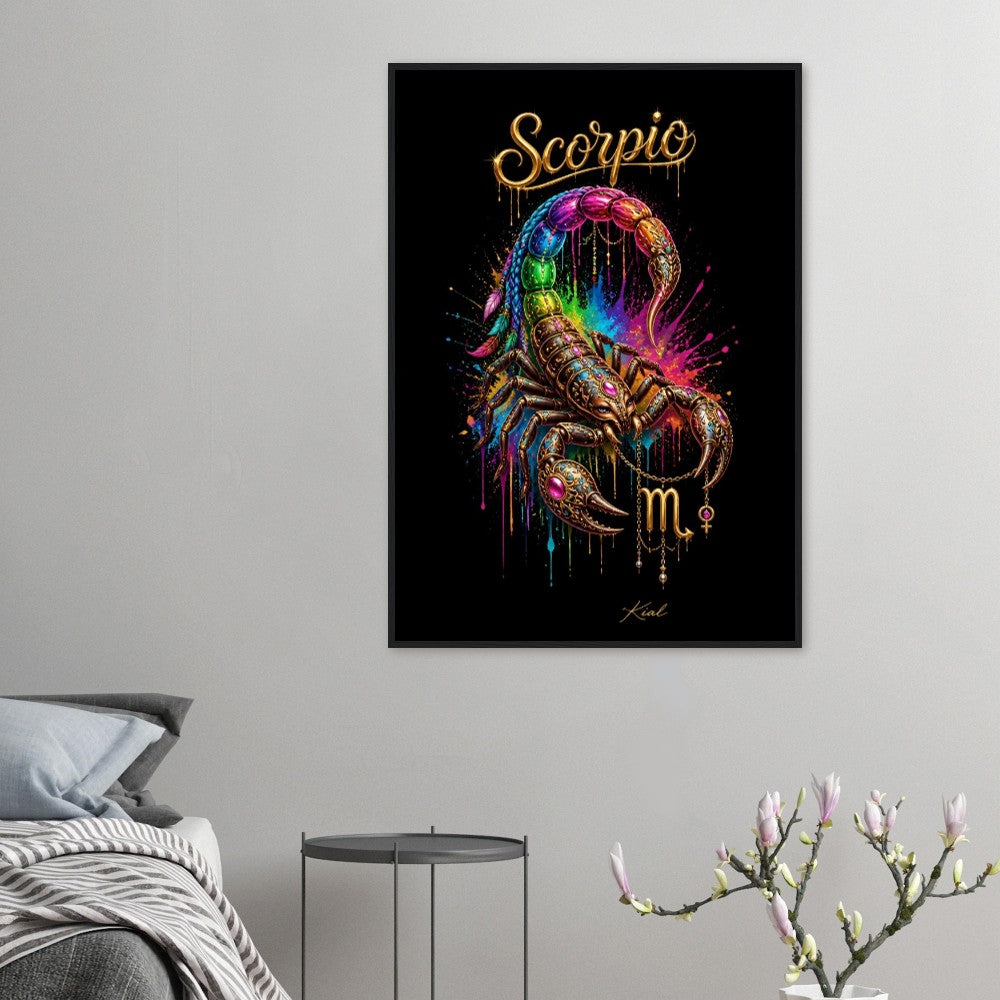 Scorpio Neon Zodiac Scorpion Poster, Colorful Wall Art, Zodiac Gift for Her, Danish Art Studio