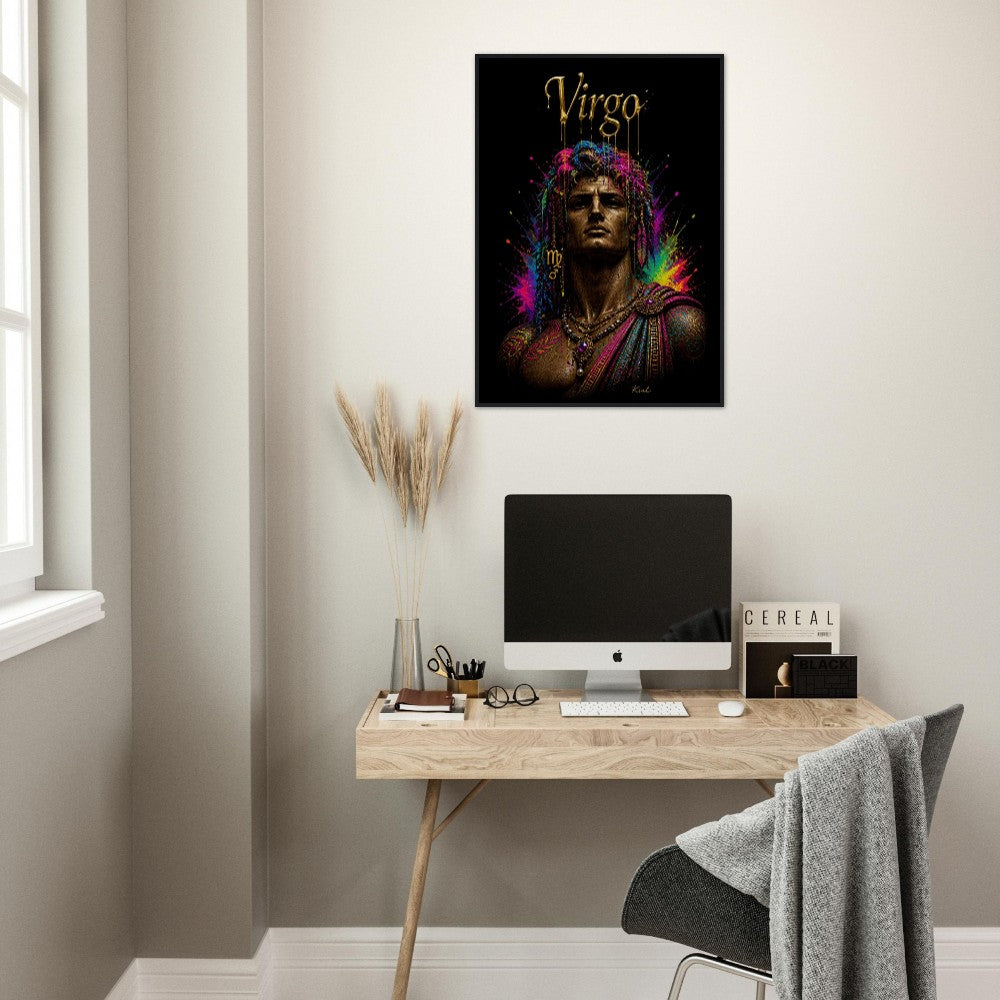 Virgo Neon Zodiac Maiden Poster, Colorful Wall Art, Artistic Astrology Canvas, Zodiac Gift for Him, Danish Art Studio
