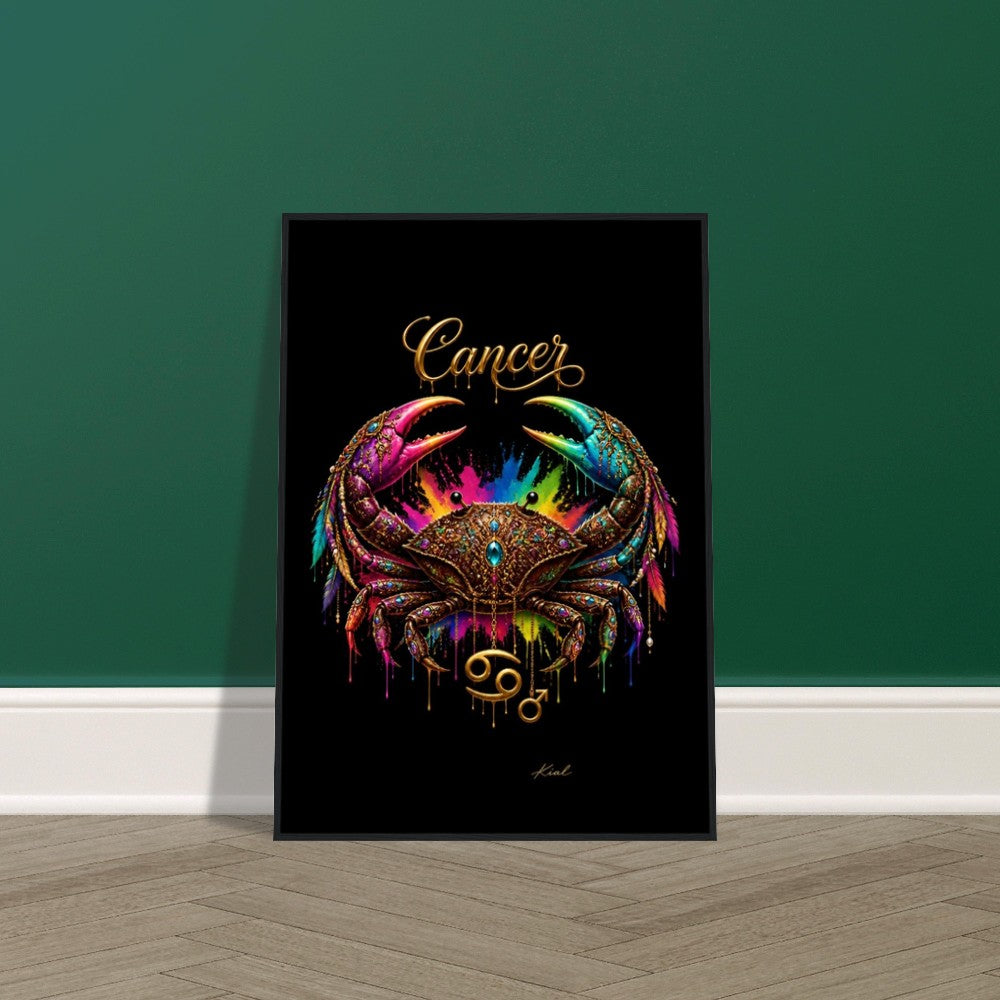 Krebs Neon Tierkreis Krabbe Poster, Bunte Wandkunst, Künstlerische Astrologie Leinwand, Tierkreis Geschenk für Ihn, Danish Art Studio