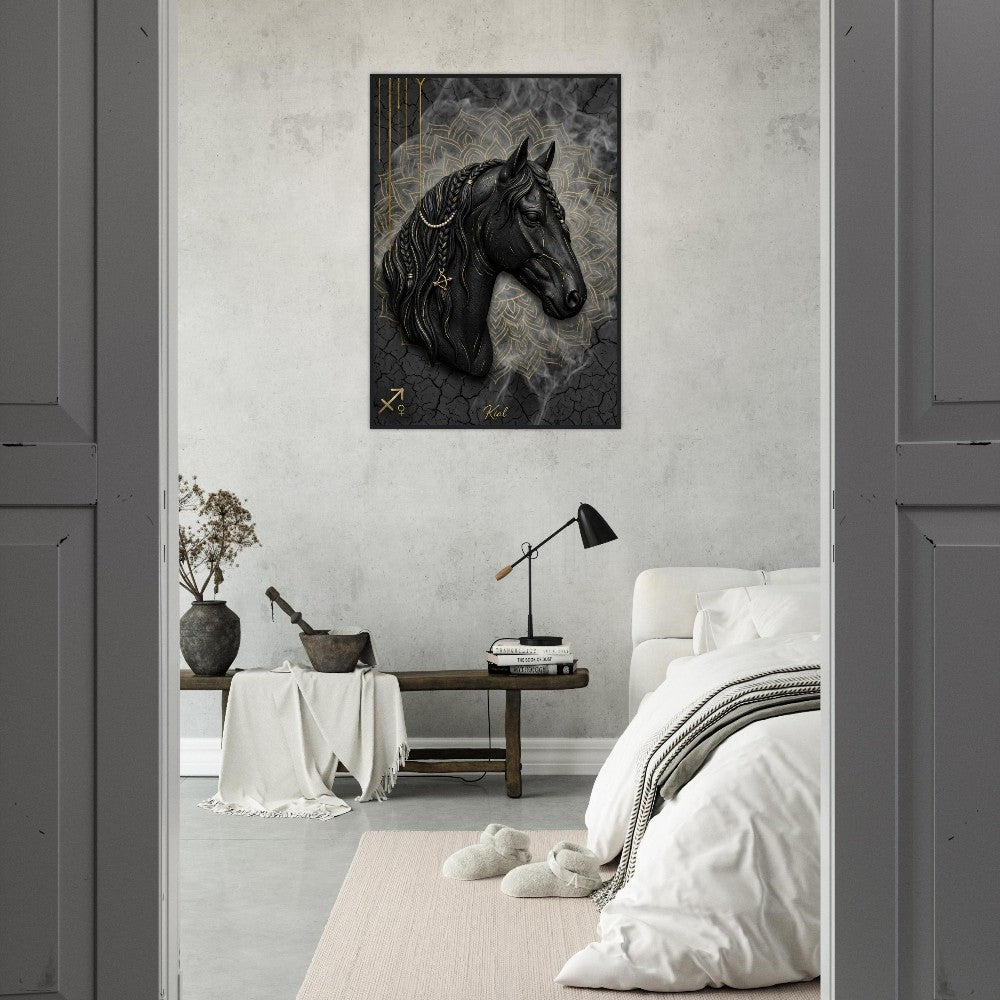 Sagittarius Zodiac Horse Poster, Gold Wall Art, Zodiac Gift for Her, Danish Art Studio