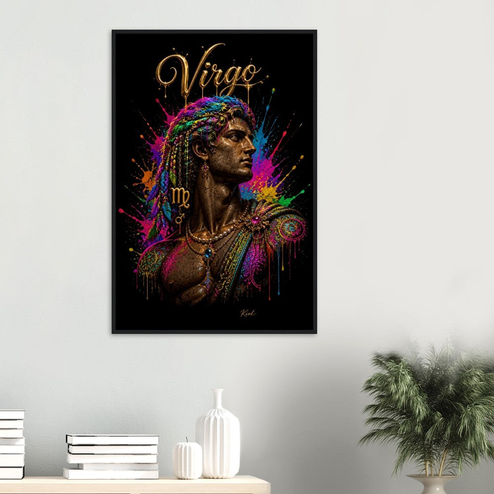 Virgo Neon Zodiac Maiden Poster, Colorful Wall Art, Artistic Astrology Canvas, Zodiac Gift for Him, Danish Art Studio
