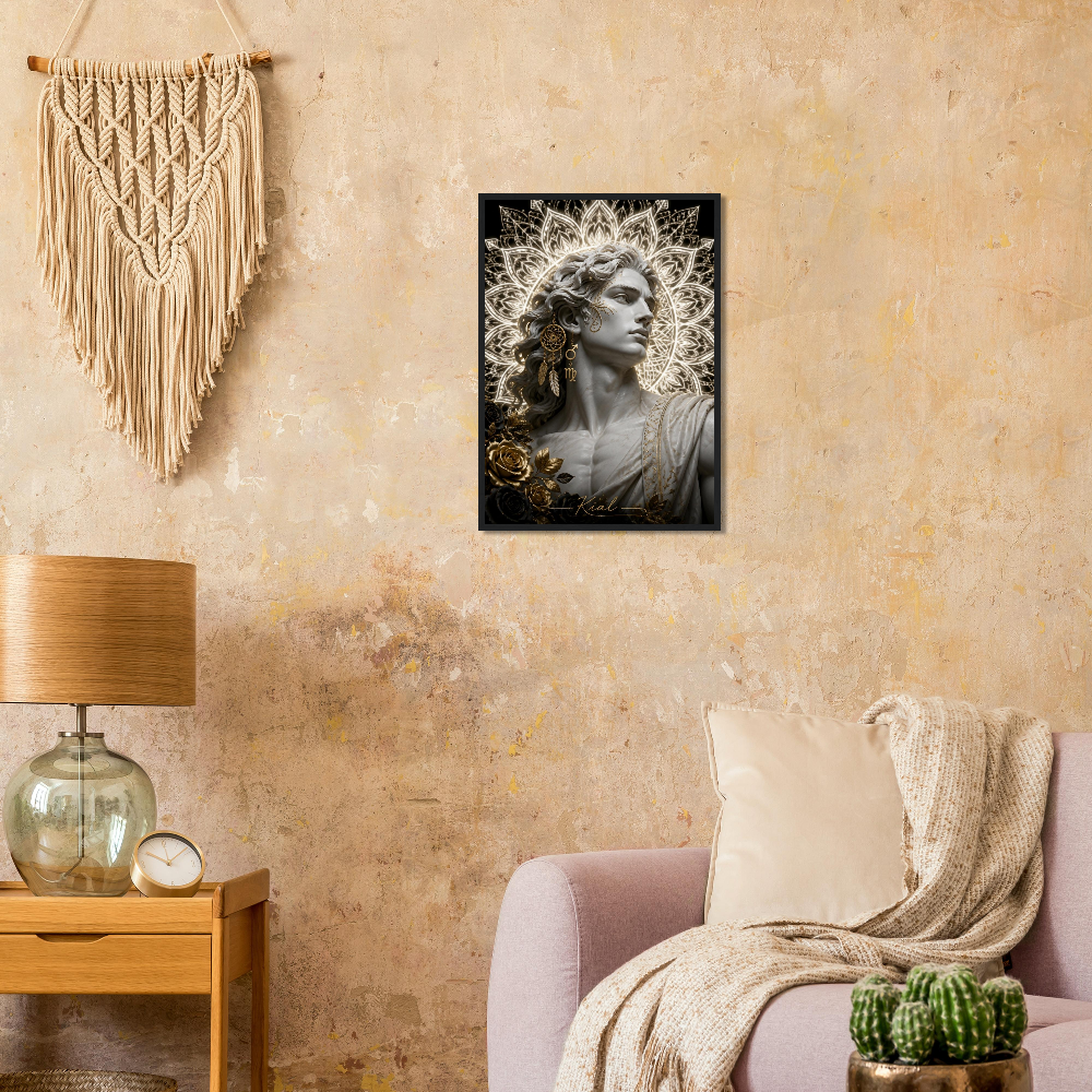 Virgo Zodiac Maiden Poster, Gold Wall Art, Astrology Canvas, Maiden Portrait, Zodiac Gift for Him, Danish Art Studio