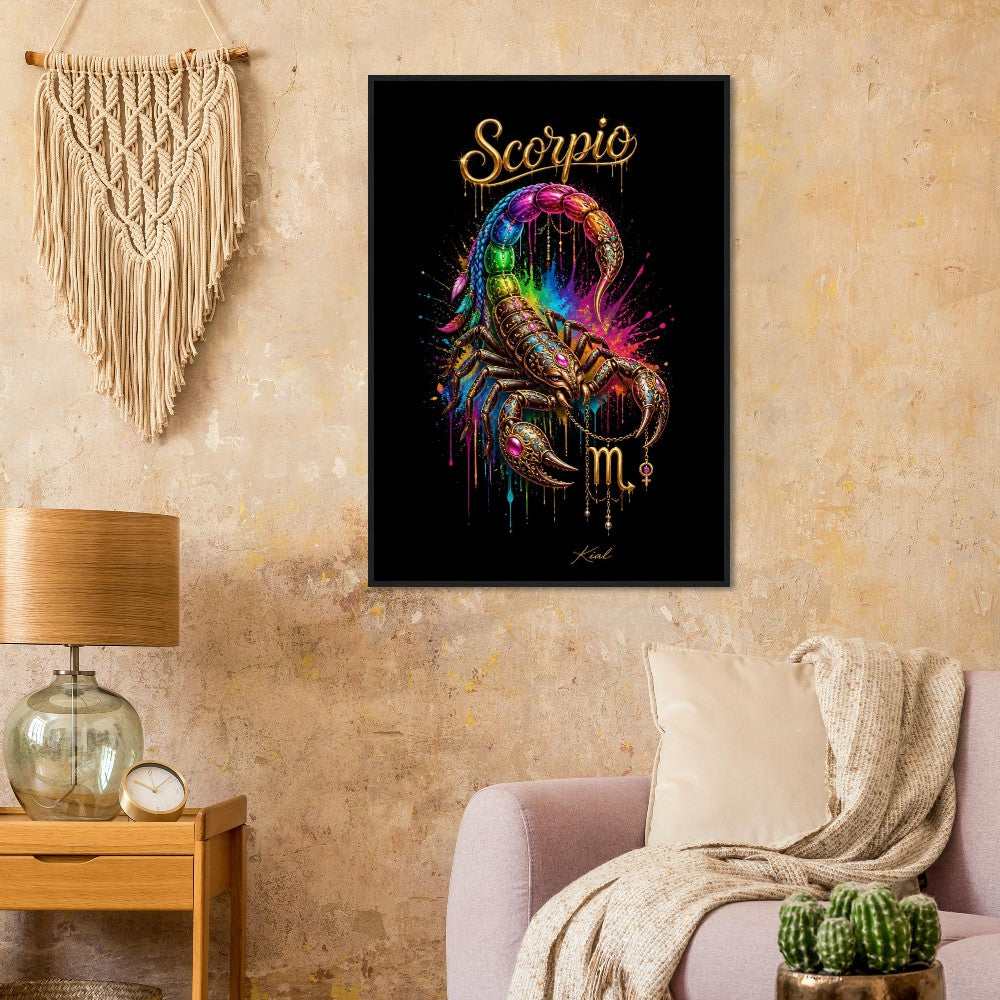 Scorpio Neon Zodiac Scorpion Poster, Colorful Wall Art, Zodiac Gift for Her, Danish Art Studio