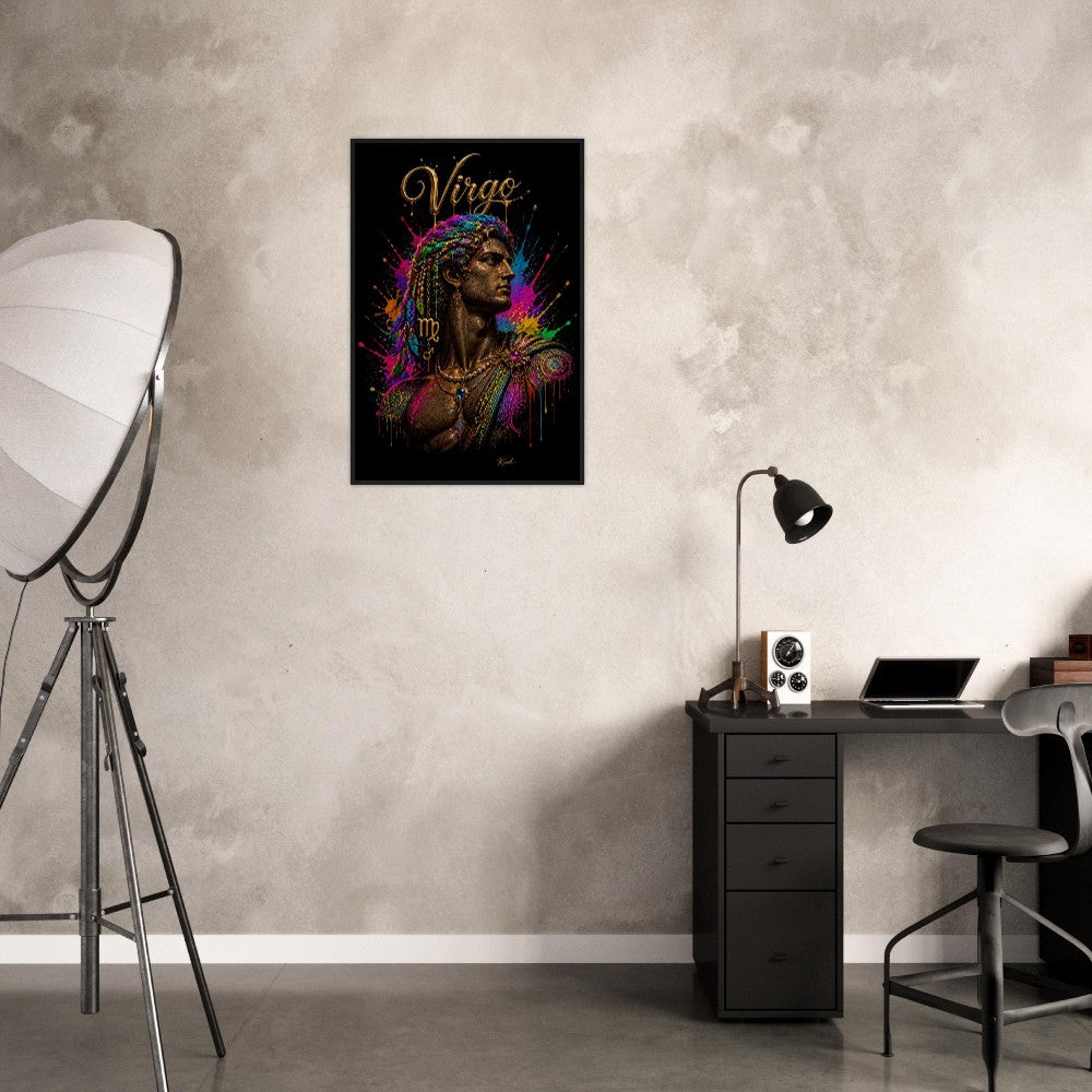 Virgo Neon Zodiac Maiden Poster, Colorful Wall Art, Artistic Astrology Canvas, Zodiac Gift for Him, Danish Art Studio
