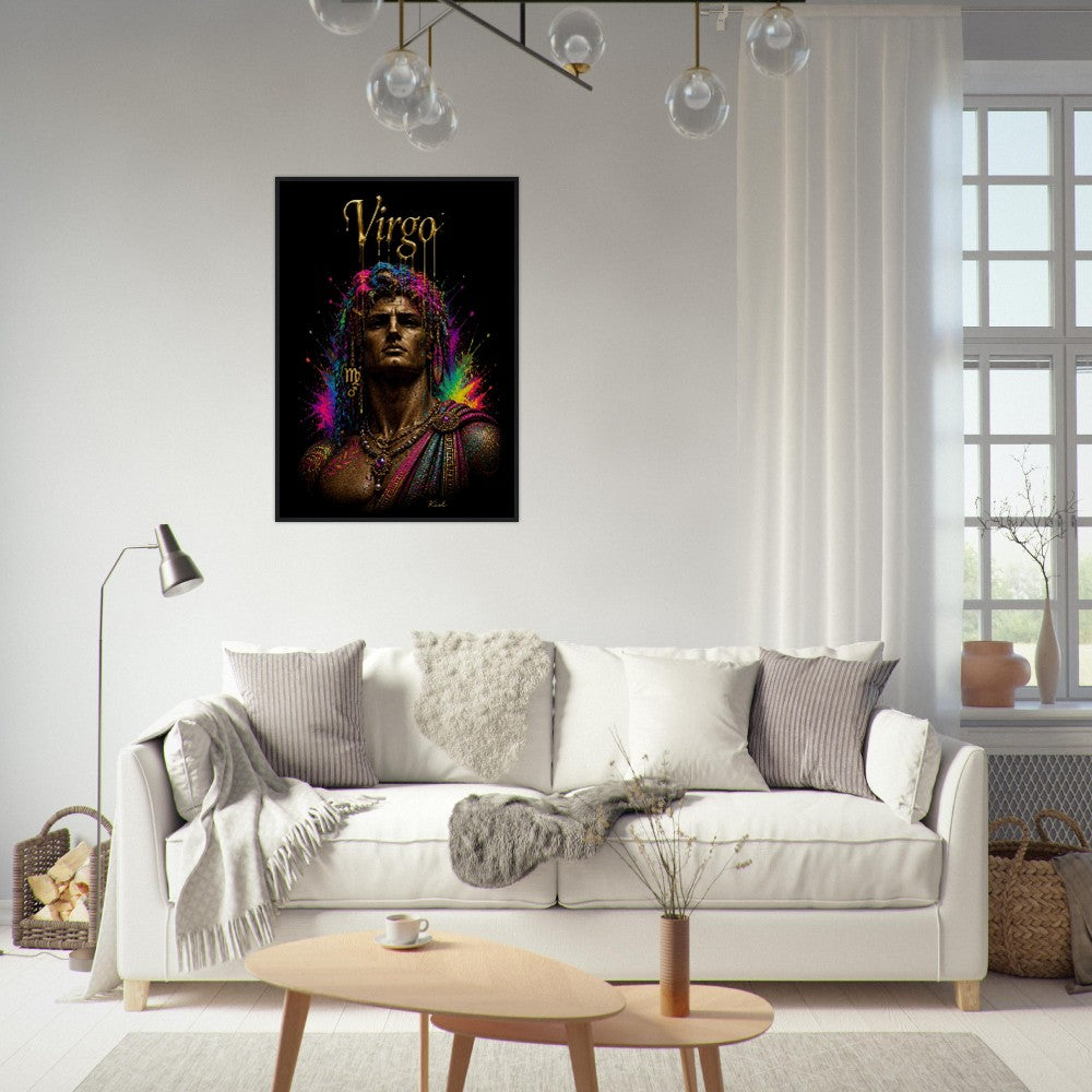 Virgo Neon Zodiac Maiden Poster, Colorful Wall Art, Artistic Astrology Canvas, Zodiac Gift for Him, Danish Art Studio