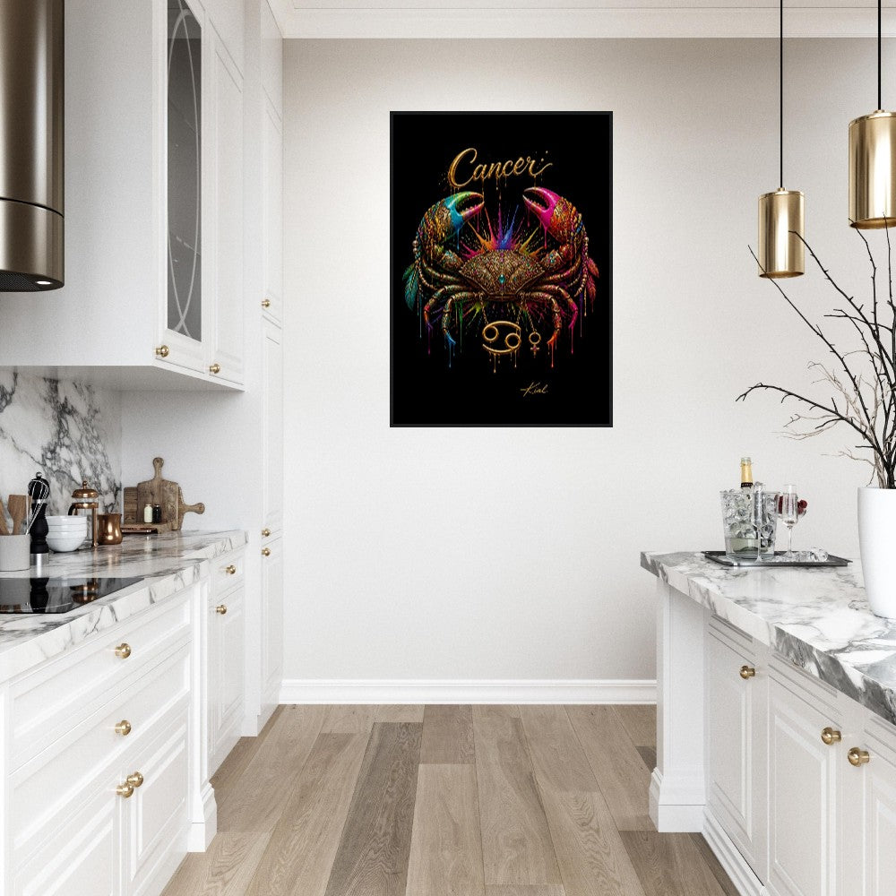 Krebs Neon Sternzeichen Krabben Poster, Bunte Wandkunst, Künstlerische Astrologie Leinwand, Sternzeichen Geschenk für Sie, Dänisches Kunststudio