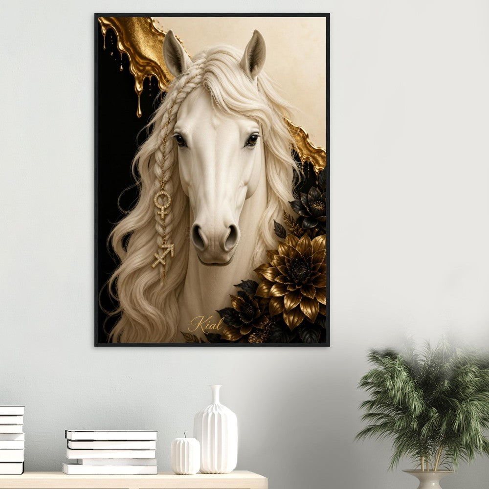 Sagittarius Zodiac Horse Poster, Gold Wall Art, Zodiac Gift for Her, Danish Art Studio