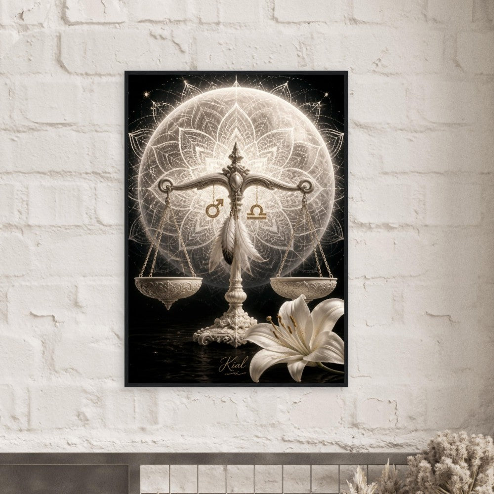 Libra Zodiac Scales Poster, Gold Wall Art, Astrology Canvas, Scales Portrait, Zodiac Gift for Him, Danish Art Studio