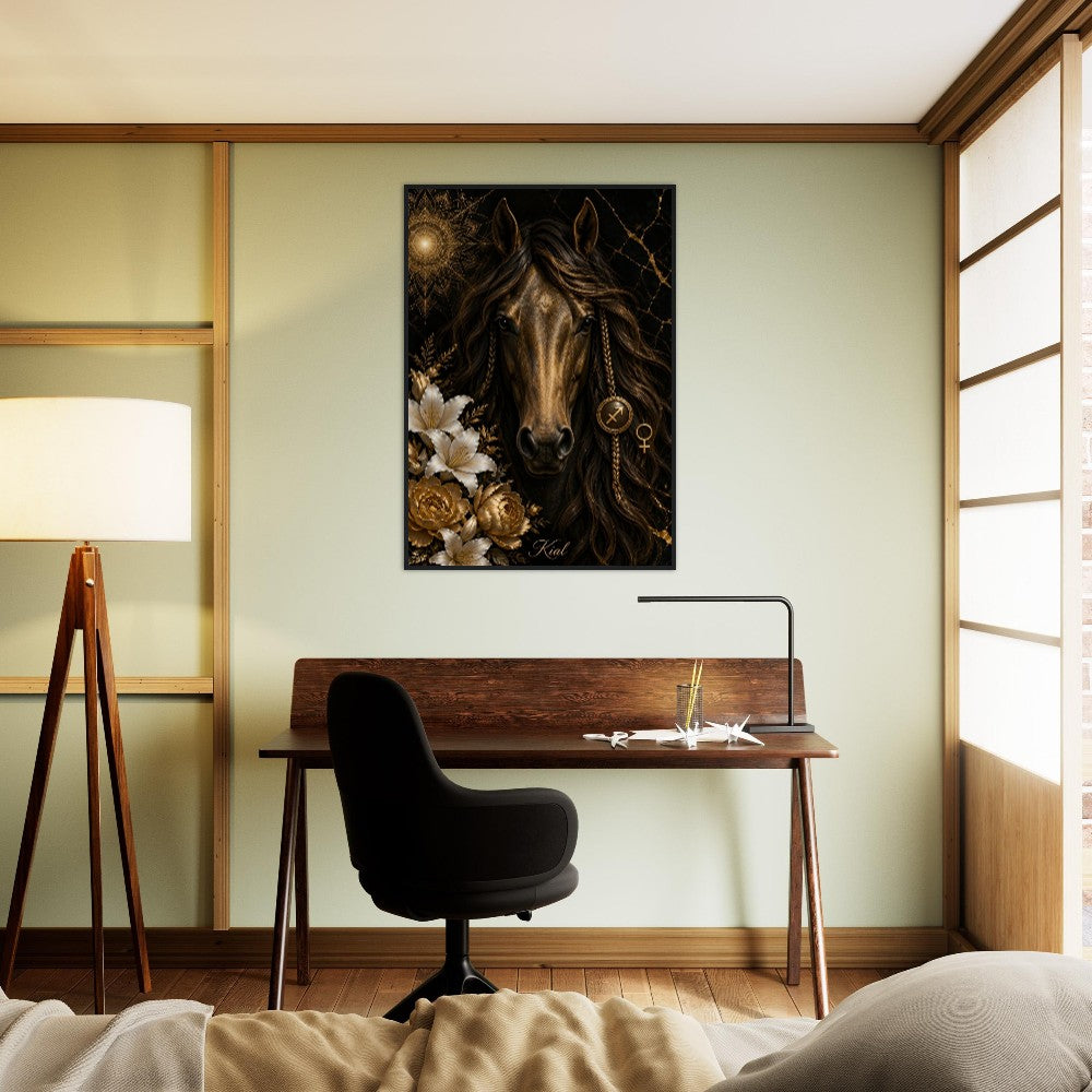 Sagittarius Zodiac Horse Poster, Gold Wall Art, Zodiac Gift for Her, Danish Art Studio