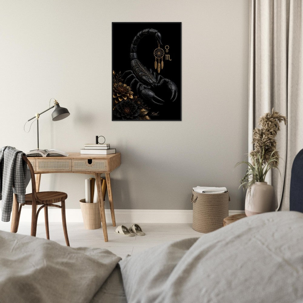 Scorpio Zodiac Scorpion Poster, Gold Wall Art, Zodiac Gift for Her, Danish Art Studio