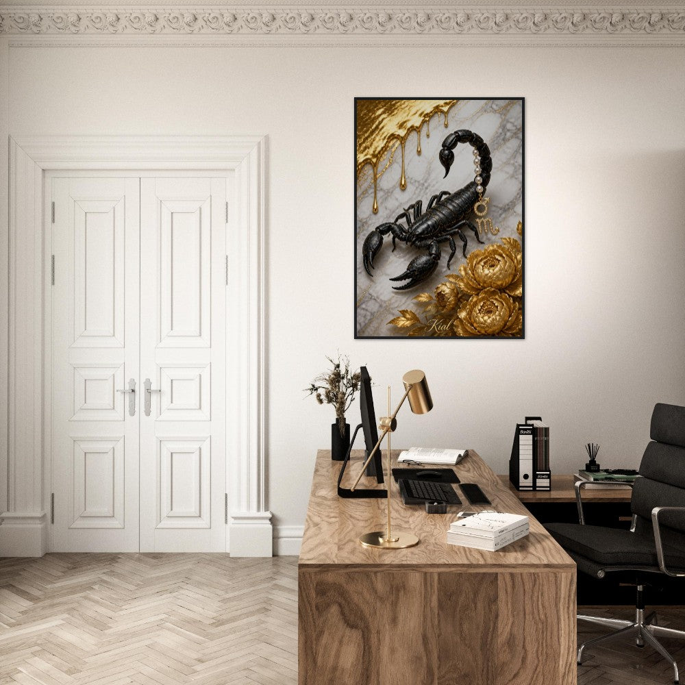Scorpio Zodiac Scorpion Poster, Gold Wall Art, Zodiac Gift for Him, Danish Art Studio