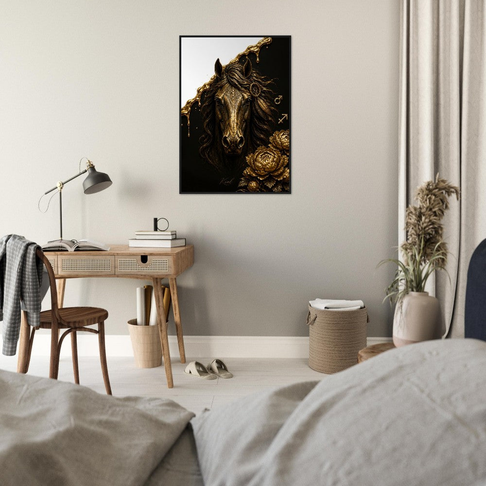 Sagittarius Zodiac Horse Poster, Gold Wall Art, Zodiac Gift for Him, Danish Art Studio