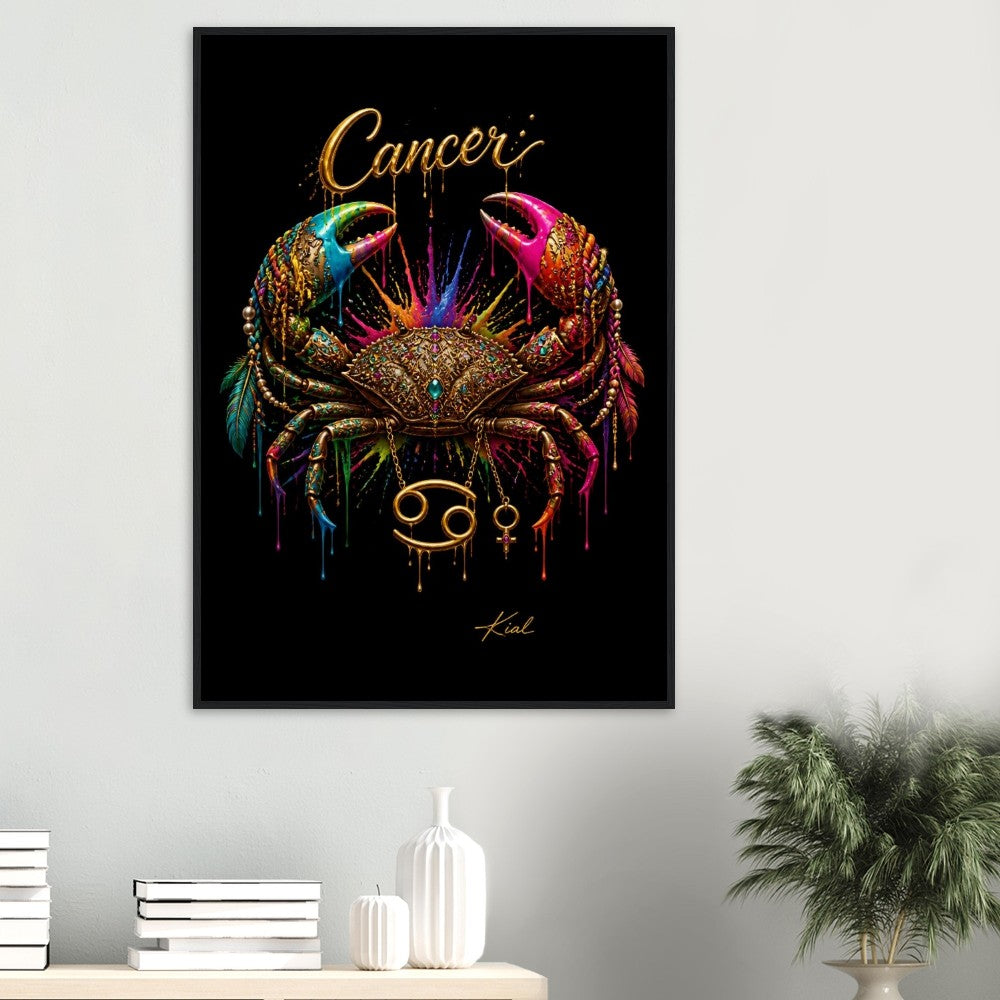 Krebs Neon Sternzeichen Krabben Poster, Bunte Wandkunst, Künstlerische Astrologie Leinwand, Sternzeichen Geschenk für Sie, Dänisches Kunststudio