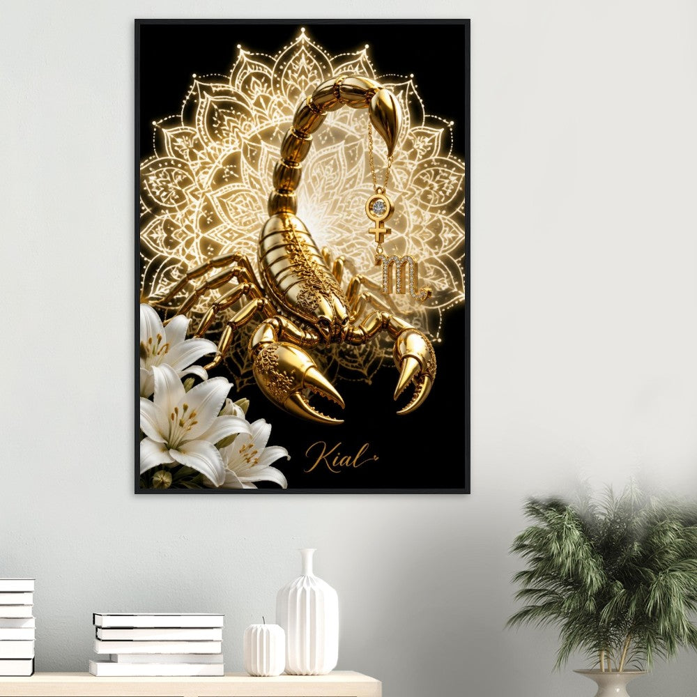 Scorpio Zodiac Scorpion Poster, Gold Wall Art, Zodiac Gift for Her, Danish Art Studio