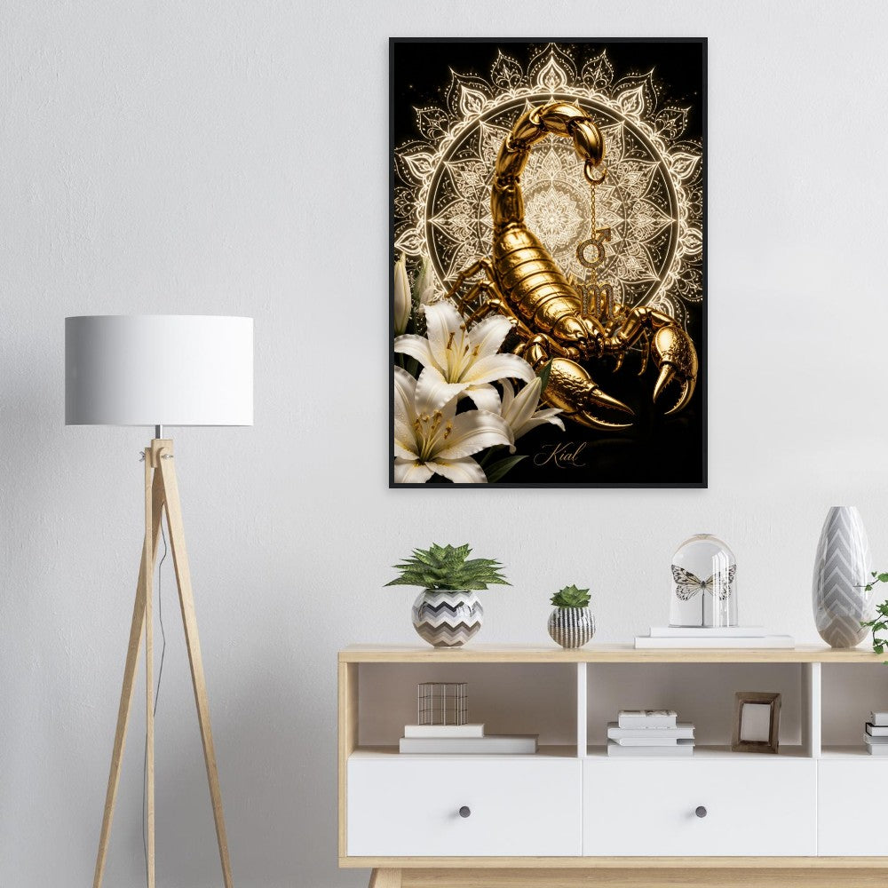 Scorpio Zodiac Scorpion Poster, Gold Wall Art, Zodiac Gift for Him, Danish Art Studio
