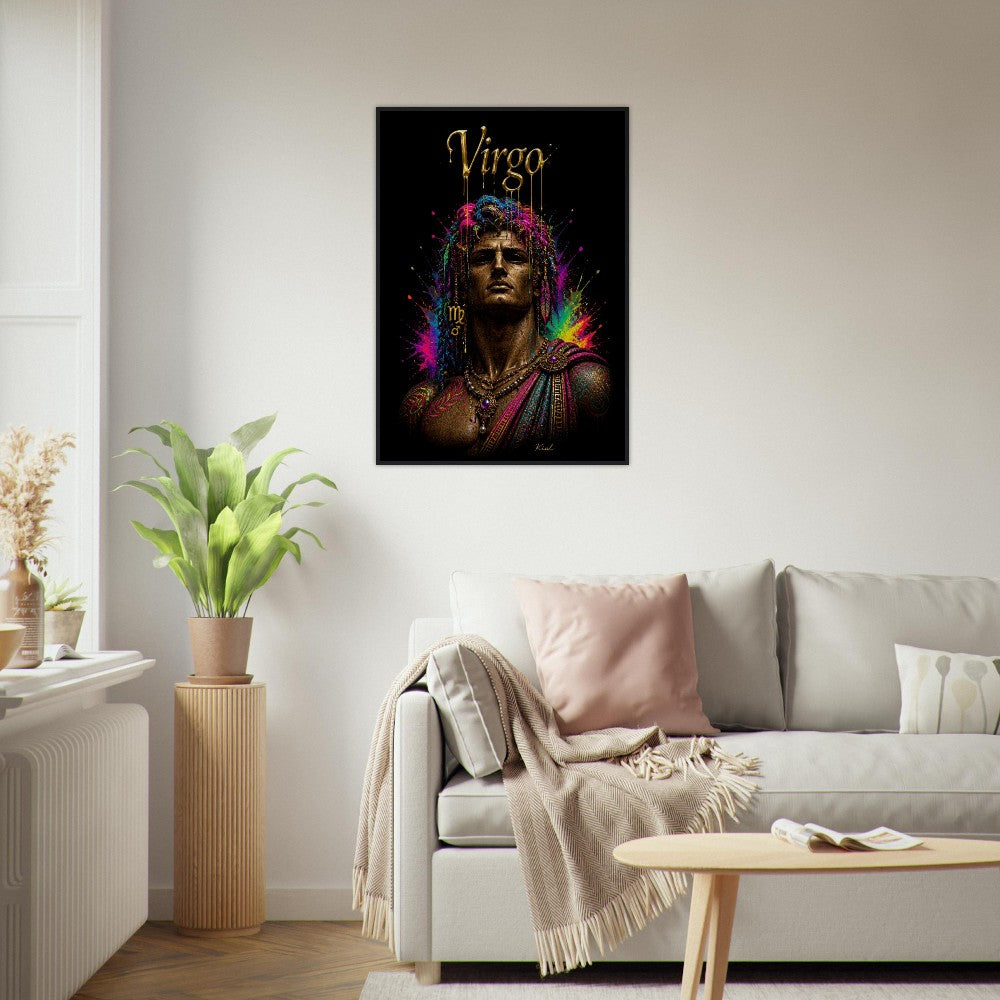 Virgo Neon Zodiac Maiden Poster, Colorful Wall Art, Artistic Astrology Canvas, Zodiac Gift for Him, Danish Art Studio