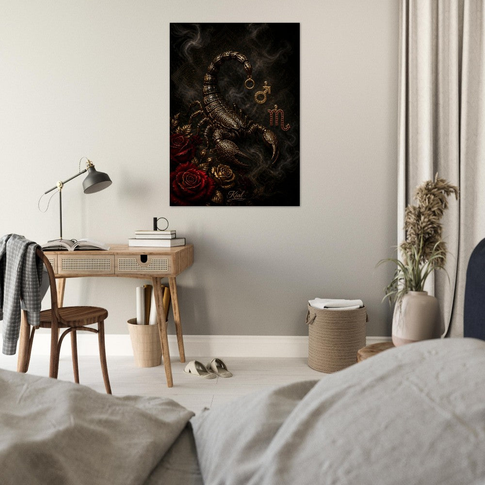 Scorpio Zodiac Scorpion Poster, Gold Wall Art, Zodiac Gift for Him, Danish Art Studio