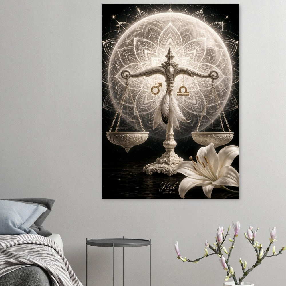 Libra Zodiac Scales Poster, Gold Wall Art, Astrology Canvas, Scales Portrait, Zodiac Gift for Him, Danish Art Studio
