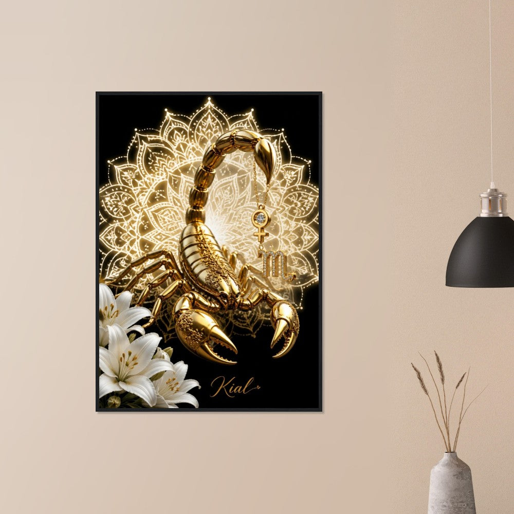 Scorpio Zodiac Scorpion Poster, Gold Wall Art, Zodiac Gift for Her, Danish Art Studio