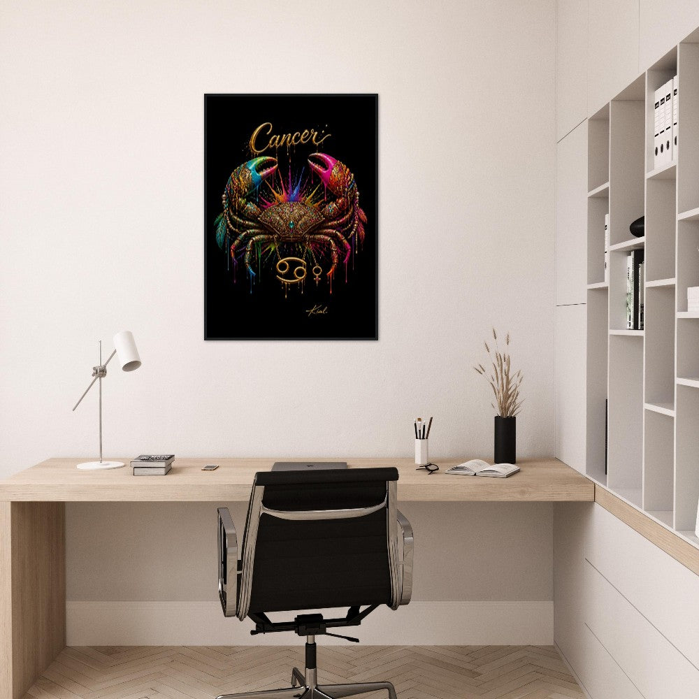 Krebs Neon Sternzeichen Krabben Poster, Bunte Wandkunst, Künstlerische Astrologie Leinwand, Sternzeichen Geschenk für Sie, Dänisches Kunststudio