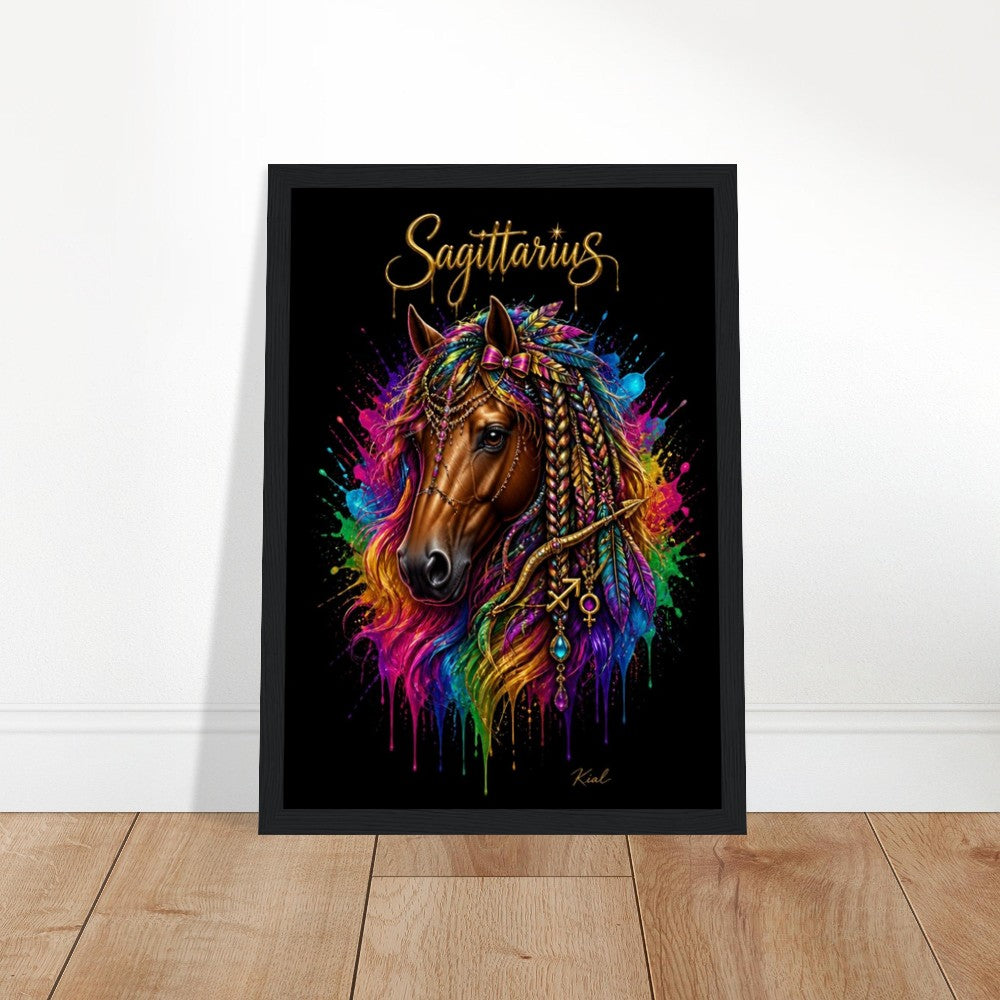 Sagittarius Neon Zodiac Horse Poster, Colorful Wall Art, Zodiac Gift for Her, Danish Art Studio