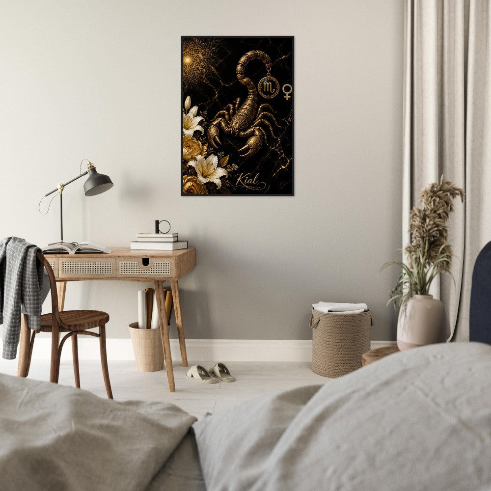 Scorpio Zodiac Scorpion Poster, Gold Wall Art, Zodiac Gift for Her, Danish Art Studio