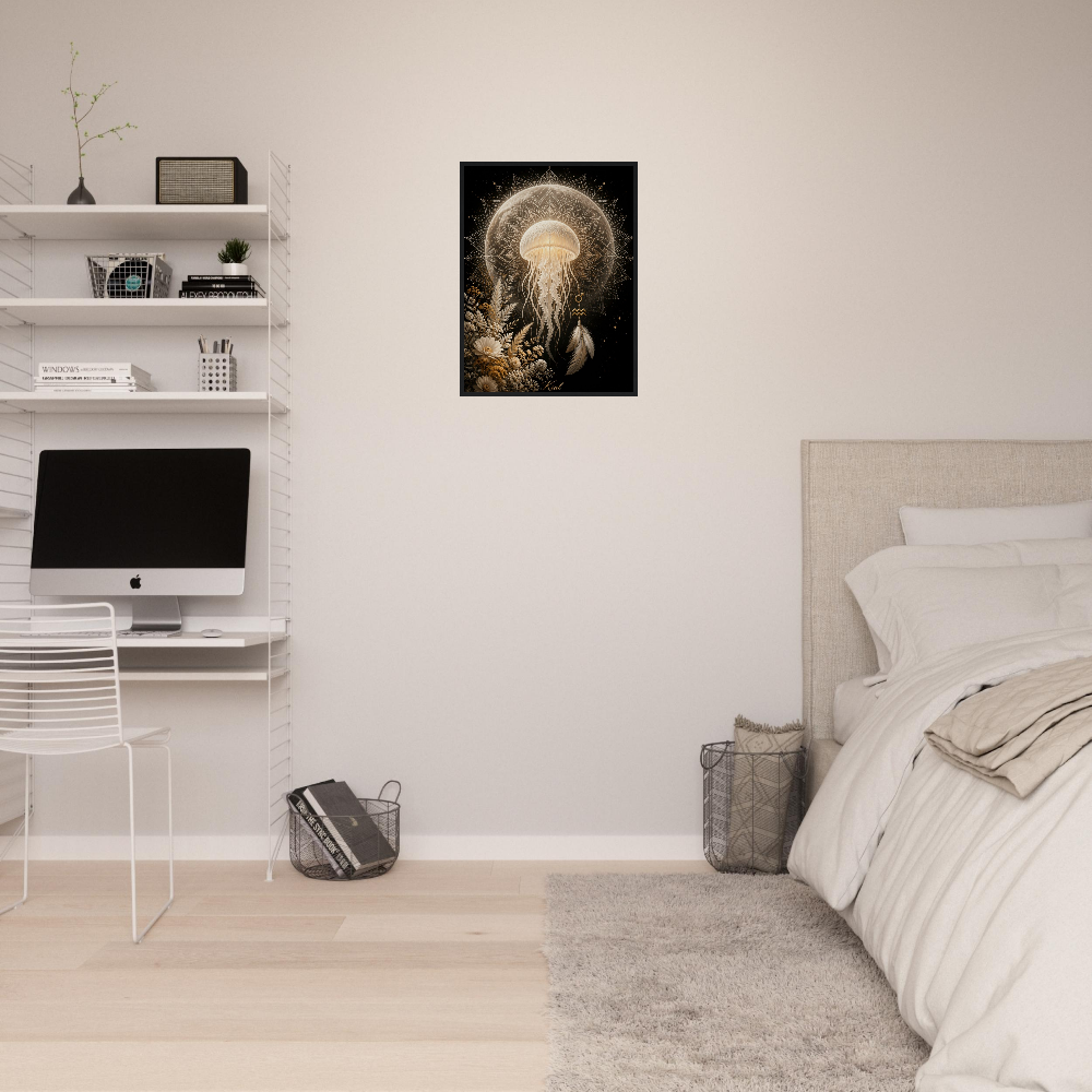 Aquarius Zodiac Jellyfish Poster, Gold Wall Art, Zodiac Gift for Him, Danish Art Studio