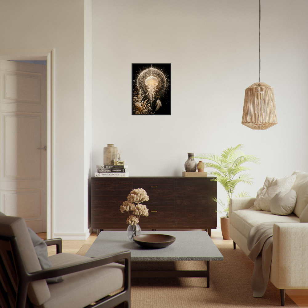 Aquarius Zodiac Jellyfish Poster, Gold Wall Art, Zodiac Gift for Him, Danish Art Studio